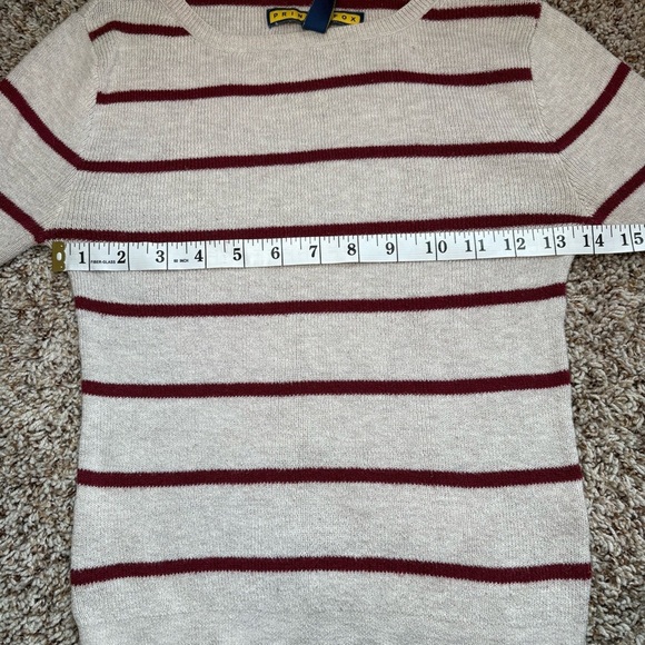 4/25$ Prince & Fox Sweater Long Sleeve Cropped Maroon and Cream Striped Small - Picture 5 of 7